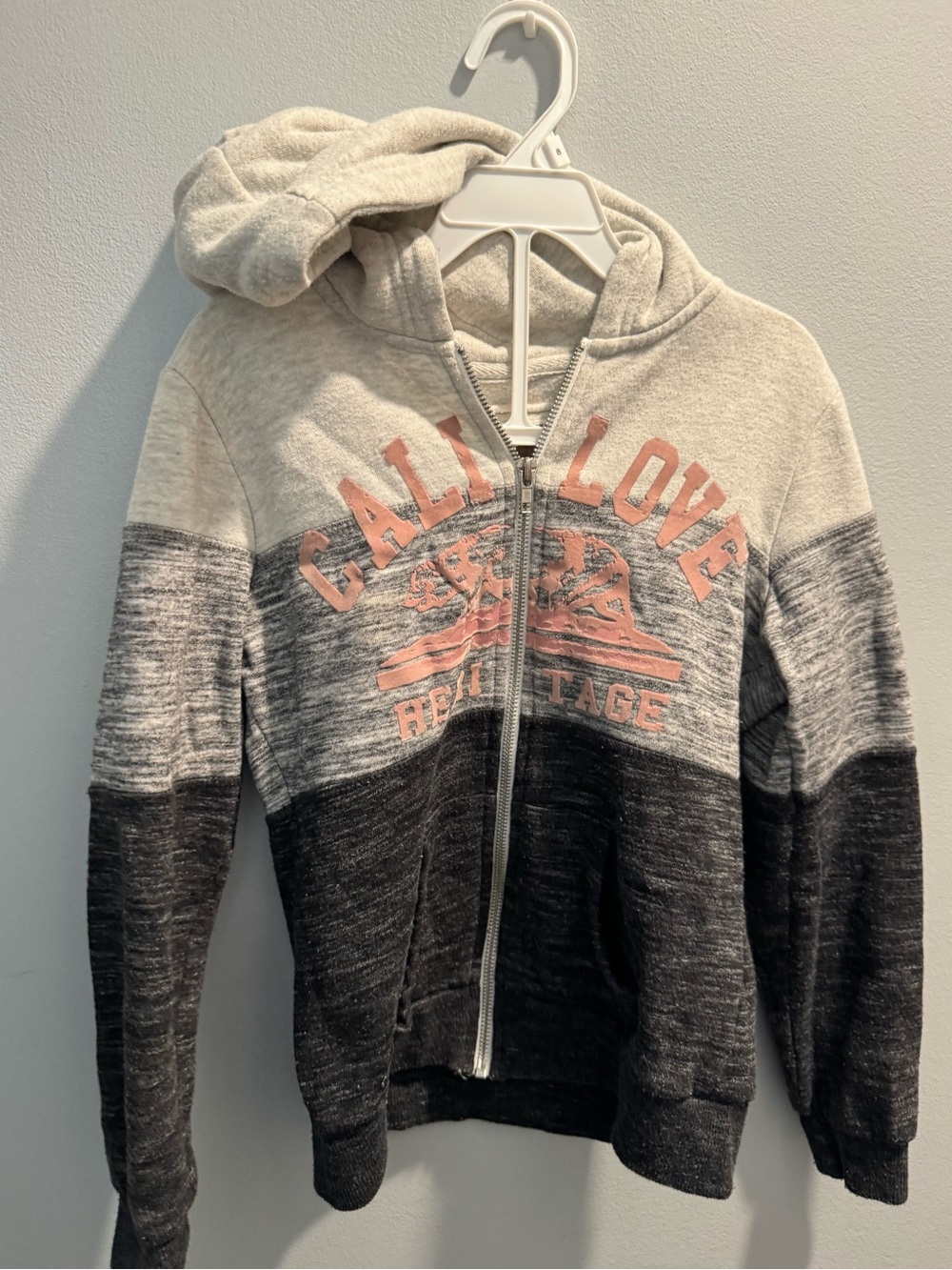 Kids Cali Love Colorblock Zip Hoodie - Grey & Black size 10-12
